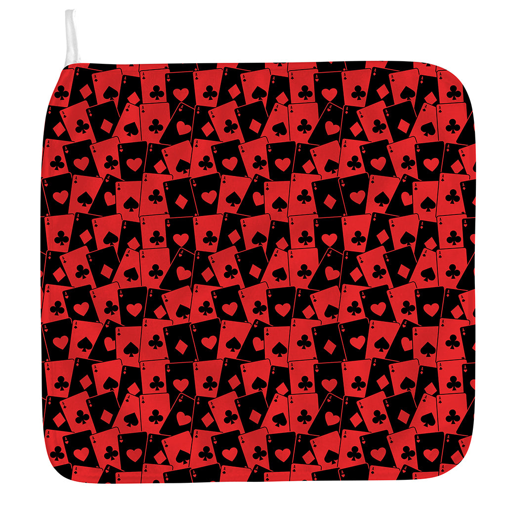 Black And Red Casino Card Pattern Print Hand Towel