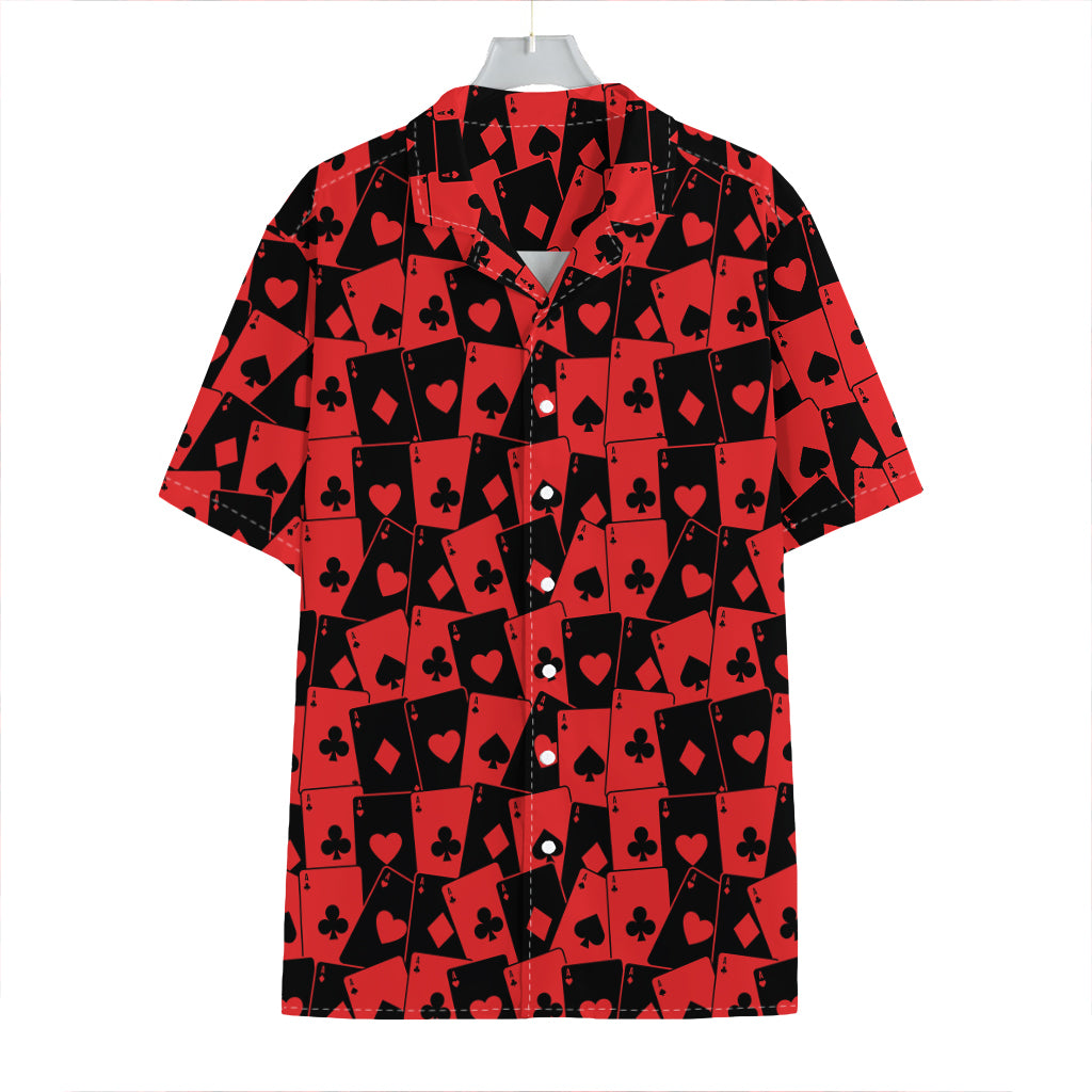 Black And Red Casino Card Pattern Print Hawaiian Shirt