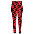 Black And Red Casino Card Pattern Print High-Waisted Pocket Leggings