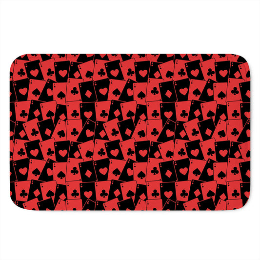 Black And Red Casino Card Pattern Print Indoor Door Mat