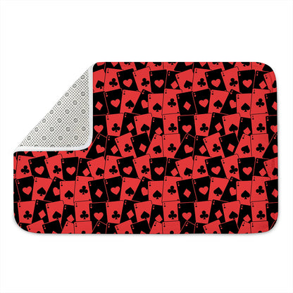 Black And Red Casino Card Pattern Print Indoor Door Mat