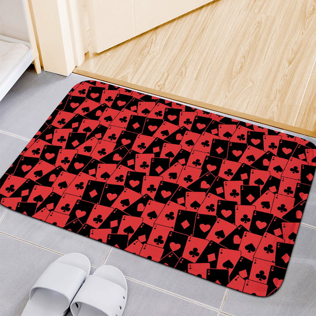 Black And Red Casino Card Pattern Print Indoor Door Mat