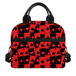 Black And Red Casino Card Pattern Print Insulated Lunch Bag