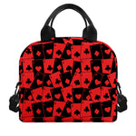 Black And Red Casino Card Pattern Print Insulated Lunch Bag