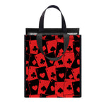 Black And Red Casino Card Pattern Print Insulated Lunch Tote