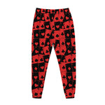 Black And Red Casino Card Pattern Print Jogger Pants