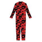 Black And Red Casino Card Pattern Print Jumpsuit