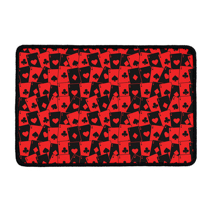 Black And Red Casino Card Pattern Print Kitchen Mat