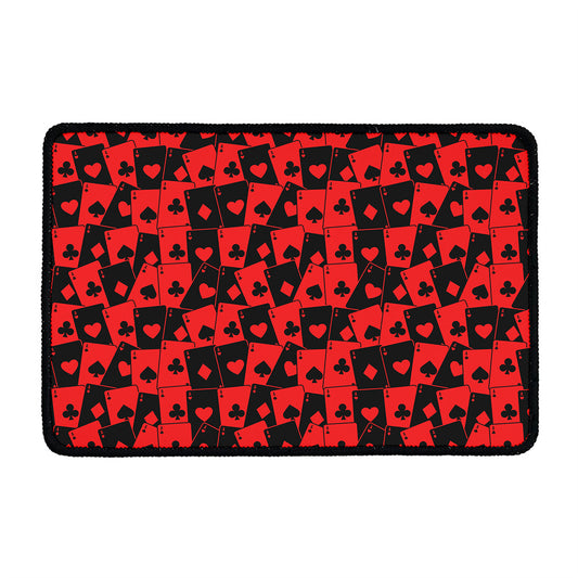 Black And Red Casino Card Pattern Print Kitchen Mat