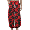 Black And Red Casino Card Pattern Print Lantern Pants