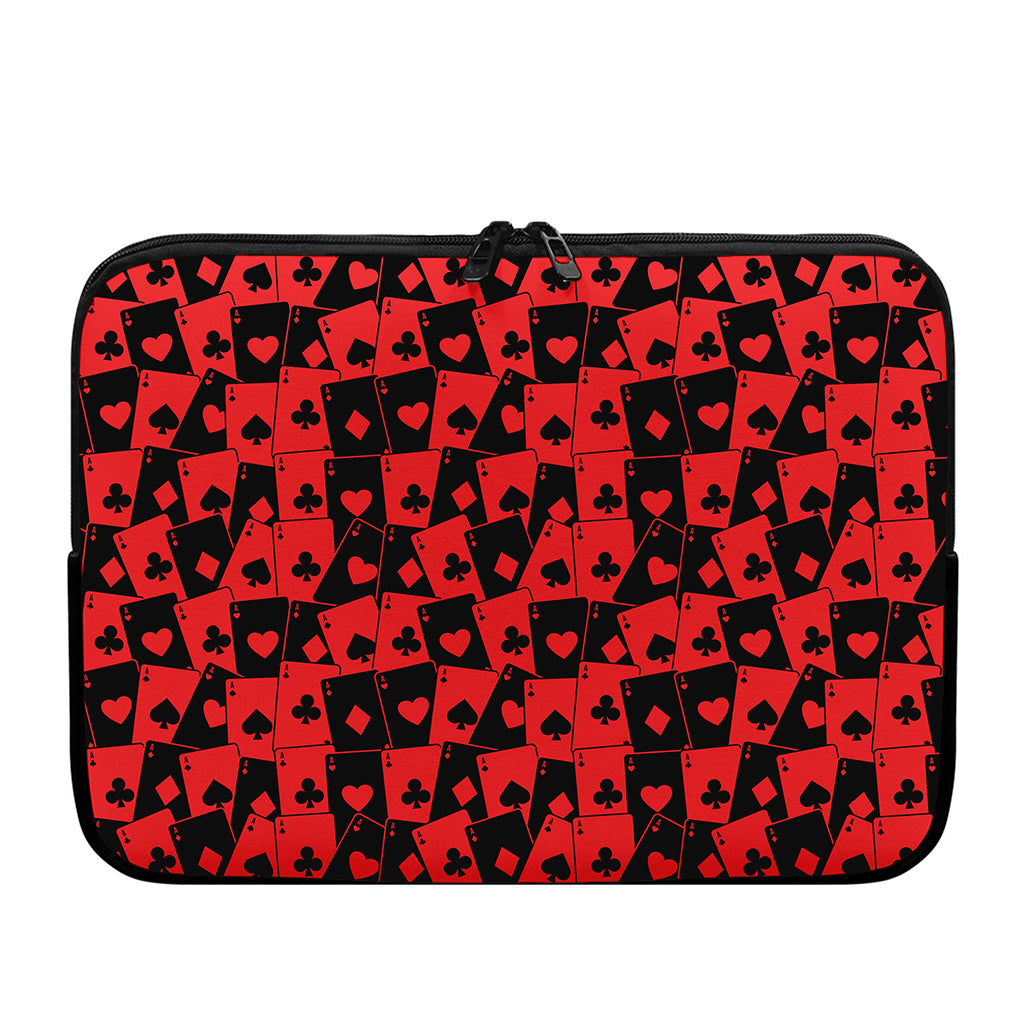 Black And Red Casino Card Pattern Print Laptop Sleeve