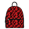 Black And Red Casino Card Pattern Print Leather Backpack