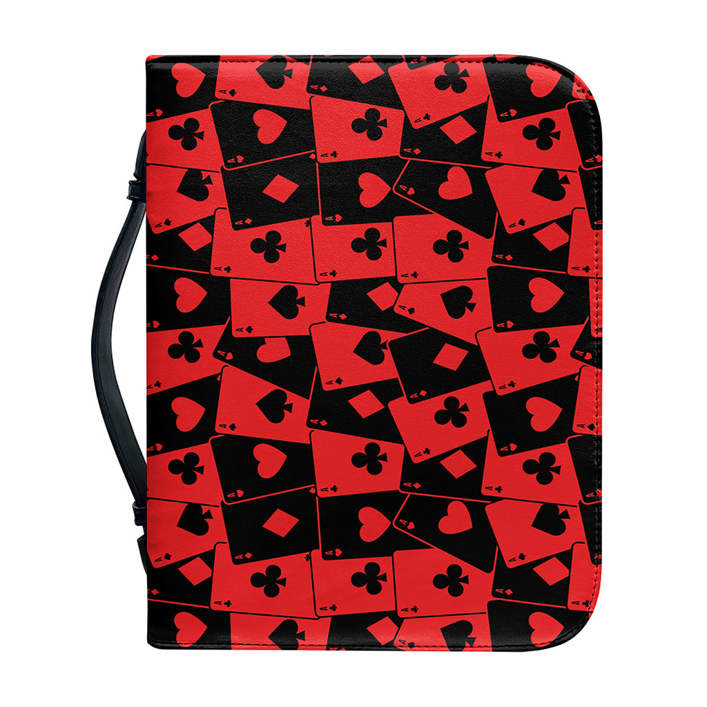 Black And Red Casino Card Pattern Print Leather Bible Cover