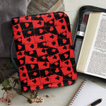 Black And Red Casino Card Pattern Print Leather Bible Cover