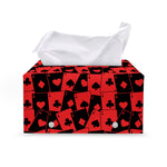 Black And Red Casino Card Pattern Print Leather Tissue Box Cover