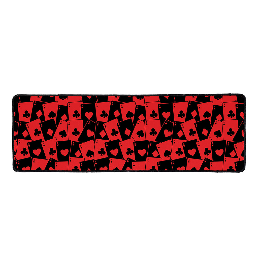 Black And Red Casino Card Pattern Print Long Kitchen Mat