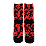 Black And Red Casino Card Pattern Print Long Socks