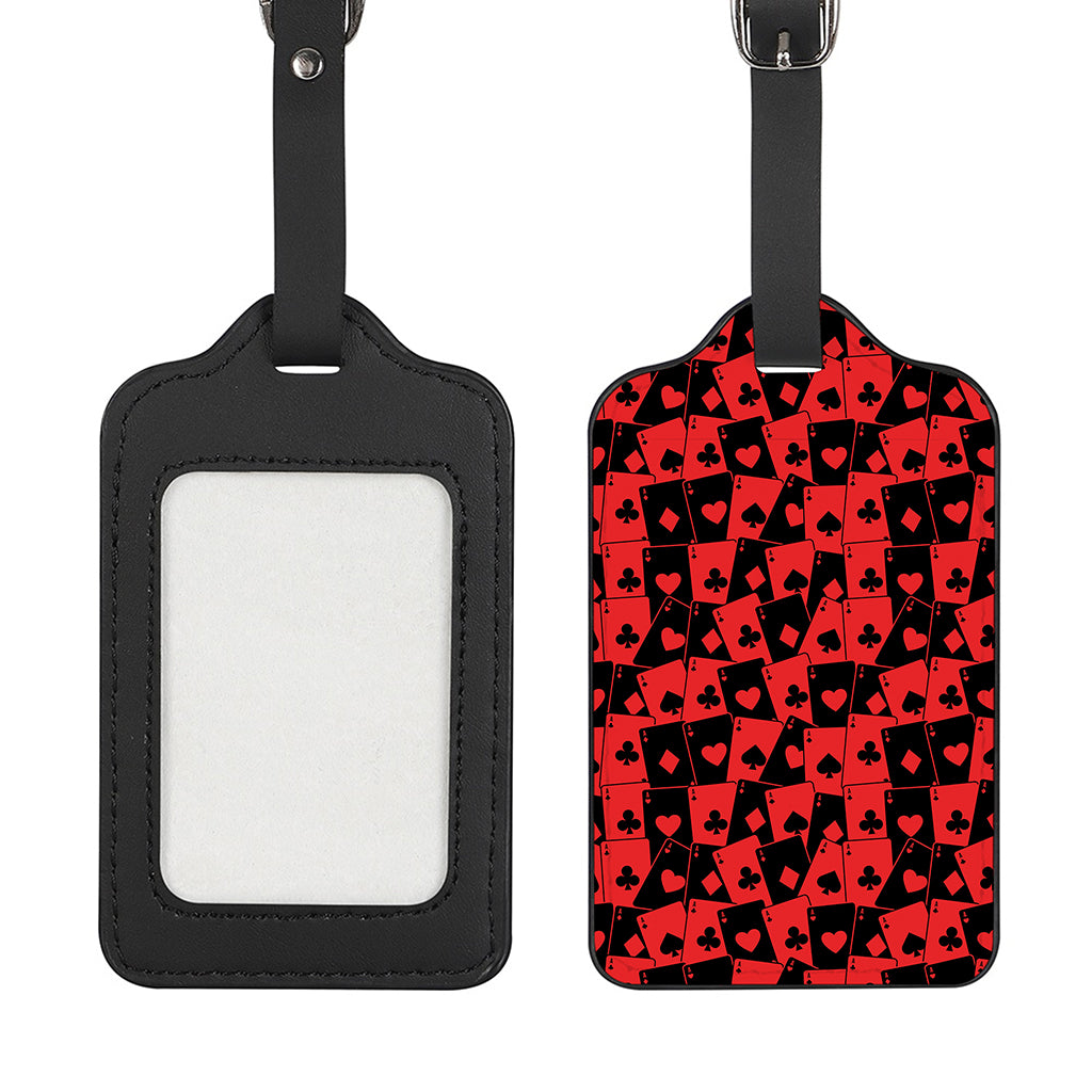 Black And Red Casino Card Pattern Print Luggage Tag