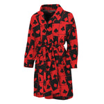 Black And Red Casino Card Pattern Print Men's Bathrobe