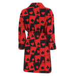 Black And Red Casino Card Pattern Print Men's Bathrobe