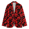 Black And Red Casino Card Pattern Print Men's Blazer