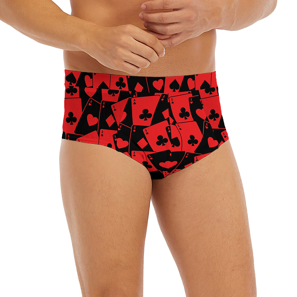 Black And Red Casino Card Pattern Print Men's Briefs