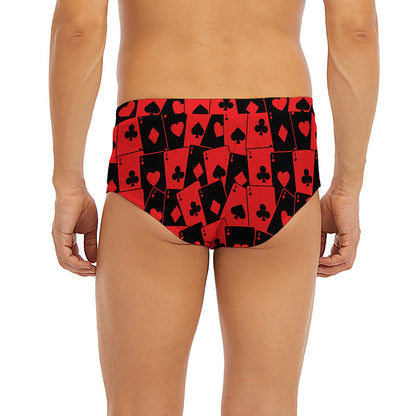 Black And Red Casino Card Pattern Print Men's Briefs