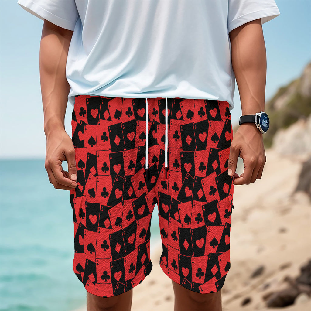 Black And Red Casino Card Pattern Print Men's Cargo Shorts