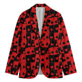 Black And Red Casino Card Pattern Print Men's Cotton Blazer