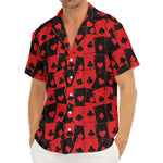 Black And Red Casino Card Pattern Print Men's Deep V-Neck Shirt