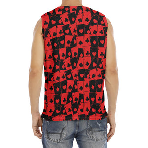 Black And Red Casino Card Pattern Print Men's Fitness Tank Top