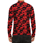 Black And Red Casino Card Pattern Print Men's Long Sleeve Rash Guard