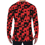 Black And Red Casino Card Pattern Print Men's Long Sleeve T-Shirt