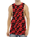 Black And Red Casino Card Pattern Print Men's Muscle Tank Top