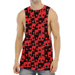 Black And Red Casino Card Pattern Print Men's Muscle Tank Top