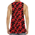 Black And Red Casino Card Pattern Print Men's Muscle Tank Top