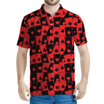 Black And Red Casino Card Pattern Print Men's Polo Shirt