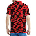 Black And Red Casino Card Pattern Print Men's Polo Shirt