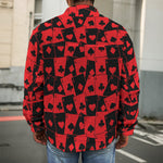 Black And Red Casino Card Pattern Print Men's Shirt Jacket