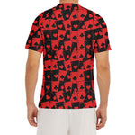 Black And Red Casino Card Pattern Print Men's Short Sleeve Rash Guard