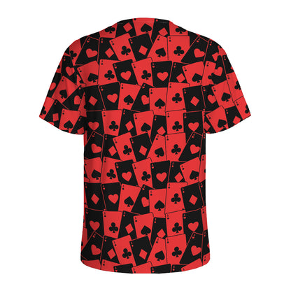 Black And Red Casino Card Pattern Print Men's Sports T-Shirt
