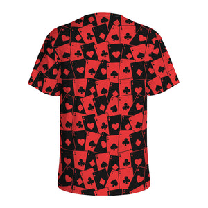 Black And Red Casino Card Pattern Print Men's Sports T-Shirt