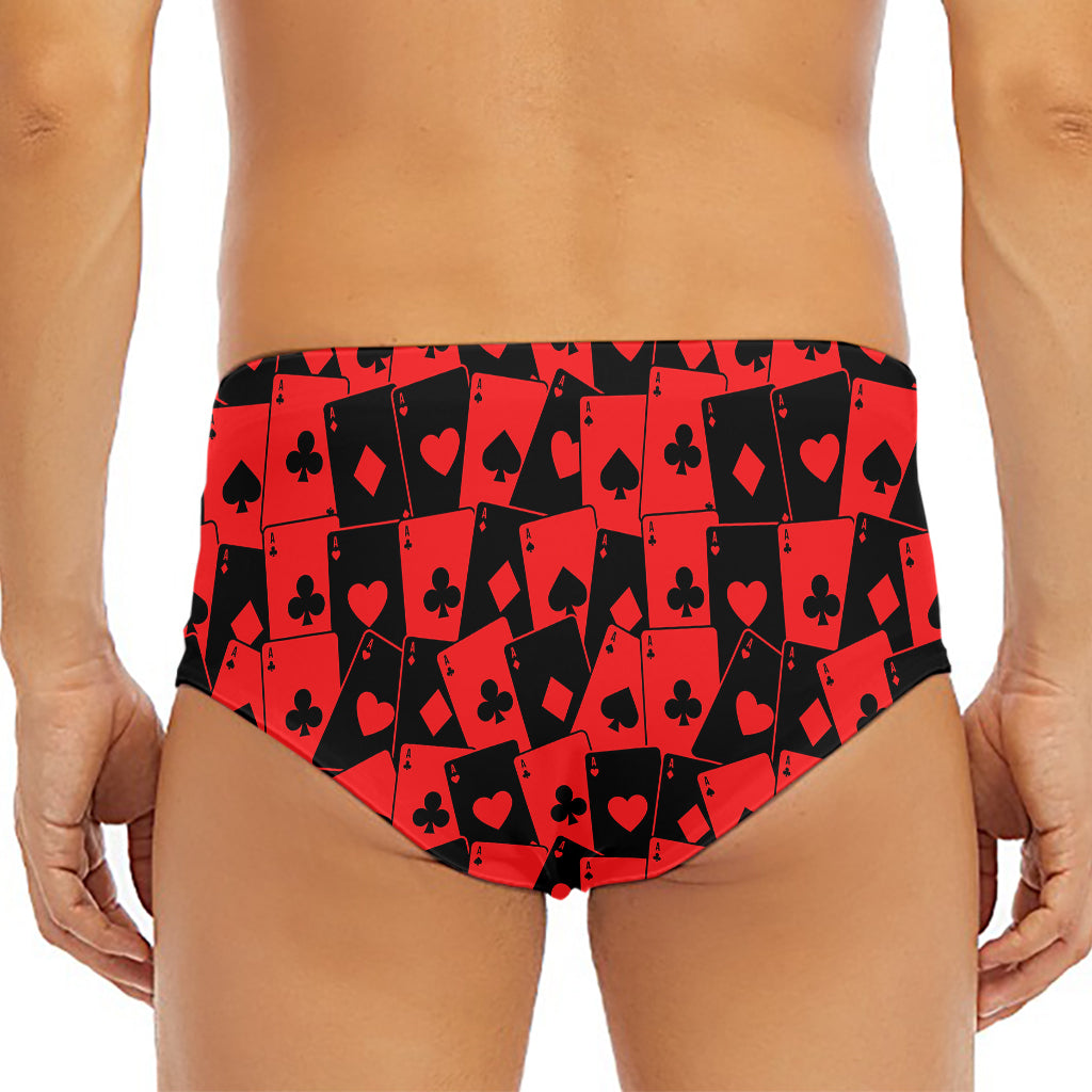 Black And Red Casino Card Pattern Print Men's Triangle Swim Briefs