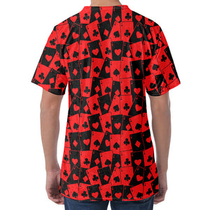 Black And Red Casino Card Pattern Print Men's Velvet T-Shirt