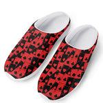 Black And Red Casino Card Pattern Print Mesh Casual Shoes