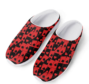 Black And Red Casino Card Pattern Print Mesh Casual Shoes