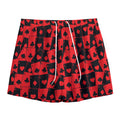Black And Red Casino Card Pattern Print Mesh Shorts