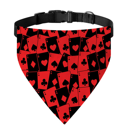 Black And Red Casino Card Pattern Print Over The Collar Dog Bandana