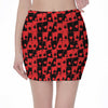 Black And Red Casino Card Pattern Print Pencil Mini Skirt