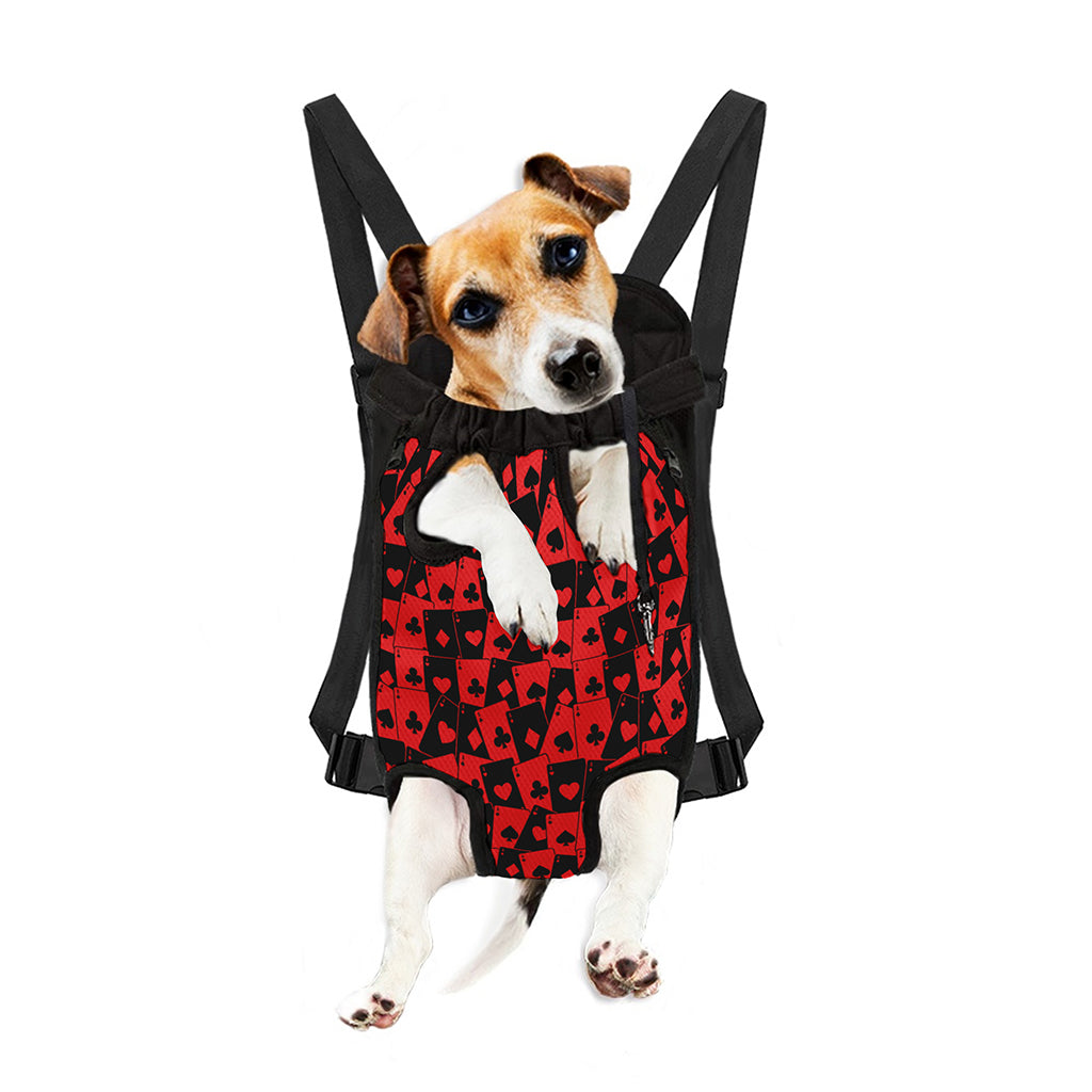 Black And Red Casino Card Pattern Print Pet Carrier Backpack